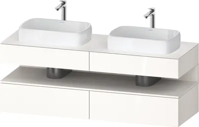 Produktbild von Duravit Qatego Konsolenwaschtischunterbau, 2 Auszüge, 2 Schubkästen, 2 Ausschnitte, 1600x550x600mm, Nische Weiß Supermatt, QA4779084220010