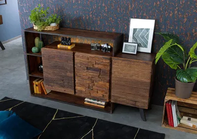 Produktbild von MASSIVMOEBEL24 Kommode Akazie / Altholz 175x40x100 braun lackiert SEVILLA #05