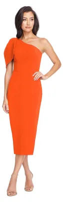 Produktbild von Dress the Population Tiffany-Midi-Etuikleid für Damen, einschultrig, Schleifende