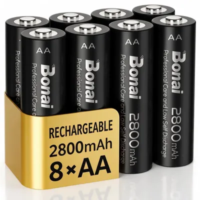 Productafbeelding van Oplaadbare AA Batterijen - Set van 8 Stuks - 2800mAh Ni-MH 1.2V Hoge Capaciteit