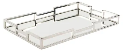 Produktbild von FINK Tablett HOMMAGE mit Spiegeleinsatz - Kerzentablett aus Edelstahl poliert, rechteckig, 50 x 30 cm, Esstisch Deko