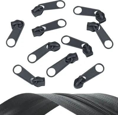 Produktbild von 10 Reißverschluss Zipper für Endlosreißverschluss, 5mm, Farbauswahl, Farbe:stahlgrau