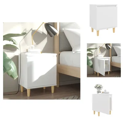 Produktbild von vidaXL Nachttisch mit Massivholz-Beinen Weiß 40x30x50 cm -  Nachttische