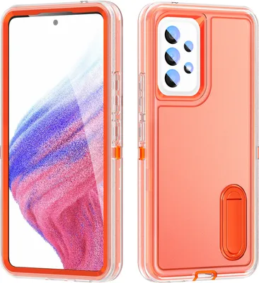 Produktbild von Hülle für Samsung Galaxy A53 5G Hybrid Dreilagige Robust Stoßfest Schwerlast Schutzhülle mit Ständer Orange