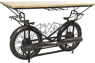 Weinregal aus Metall und Holz, 155x56,5x96,5 cm, schwarz/natur