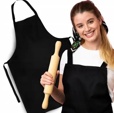 Zdjęcie produktu dla Premium czarny fartuch kuchenny 68×94 cm – fartuch do gotowania dla kobiet i mężczyzn