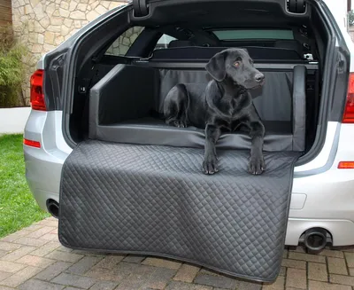 Produktbild von Hundebett Kofferraum Bett Schwarz M (100x70x38cm) Travel Autohundebett Schutzdecke Kunst Leder Autositz