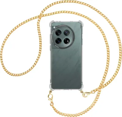 Produktbild von Handykette Backcover-Schutzhülle mit Band (Metall goldfarben) für OnePlus 12 5G (PJD110) - goldfarbene Kette