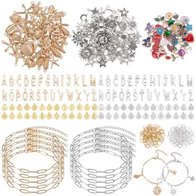 Armband-Bastelset, 464-teilig, Büroklammerketten, Buchstaben-Anhänger