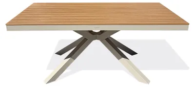 Produktbild von Gartentisch aus Aluminium mit Tischplatte in Holzoptik – Greige