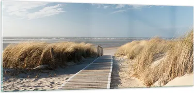 Produktbild von Bilder auf glas - Strand Meer Fußgängerbrücke Ufer - 100x40cm - Glasbilder - Wandbilder - Kunstdruck - zum Aufhängen bereit - Wanddekoration aus Glas - Glas Bilder - Wandbild auf Glas - GAB100x40-2657