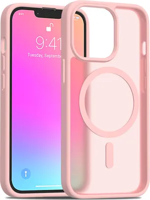 Produktbild von Magnetisch Hülle für iPhone 13 Pro, Kompatibel mit MagSafe, Transluzente Matt Rückseite Stoßfeste Handyhülle Pink