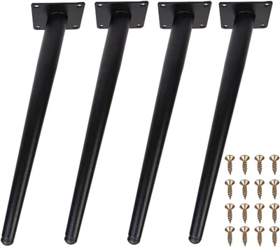 Zdjęcie produktu dla Nogi meblowe 40 cm, zestaw 4 sztuk, stal, czarny, do stół