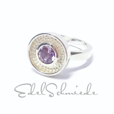 Produktbild von Edelschmiede925 Damenring mit Amethyst, rund, 925/- Ringgröße 56