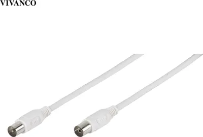 Produktbild von VIVanco™Hochwertiges Antennenkabel 1,5m, kompatibel mit TV und Radio, Koaxial Stecker, 90dB, doppelt geschirmt, weiß