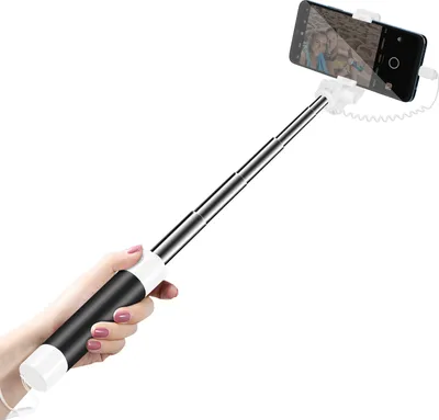 Immagine prodotto di LinQ, selfie stick USB-C con specchio e pulsante di scatto, bianco