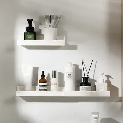 Produktbild von Wandregal Ohne Bohren Schweberegal Weiss 27cm 3er Pack für Büro Bad Küche Schlafzimmer Hängeregal Küchenregal Wall Shelf