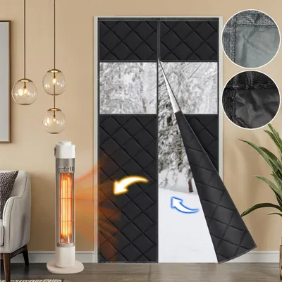 Zdjęcie produktu dla Kurtyna termiczna do drzwi chroniąca przed zimnem 90x210cm, magnetyczna kurtyna termiczna do drzwi Zagęszczona tkanina Oxford Wiatroszczelna Widoczna kurtyna termiczna do drzwi