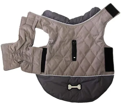 Immagine prodotto di Cappotto impermeabile e caldo per cani di taglia media, colore grigio, taglia L