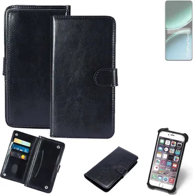 Produktbild von K-S-Trade 360° Hülle kompatibel mit OnePlus Nord 4 schwarz Kunstleder Case BookCase WalletCase Kunstlederederhülle Handyhülle, Rundumschutz Bumper