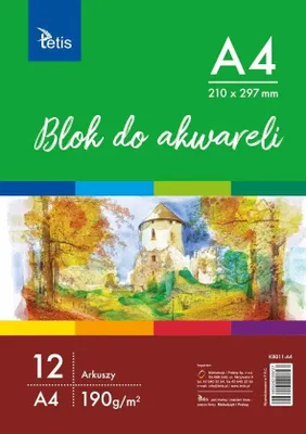 Produktbild von Tetis-Aquarellblock A4, 12 Blatt, Papier 190 g