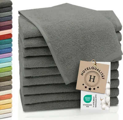 Produktbild von 10er Set Gästetücher, Baumwolle, 30x50 cm, 420g/qm, taupe