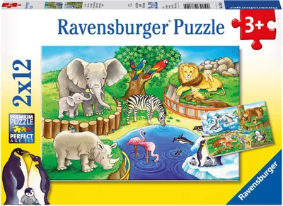 Obrázok produktu pre Ravensburger 7602 Ravensburger Tiere im Zoo Puzzle 2x 12 Teile