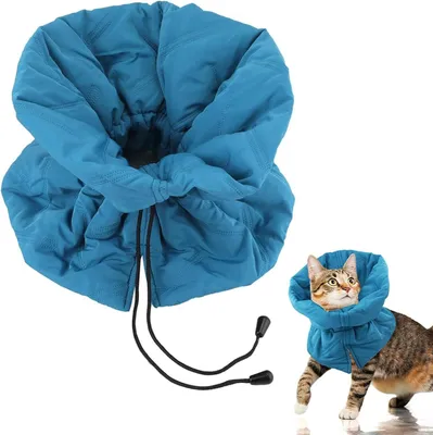 Produktbild von Elisabethanisches Halsband, Halsband nach Operationen, Halskrause Katze Schutz, Einstellbares Weiches Katzen Halskrause, für Katzen Kätzchen Verhindert das Lecken von Wunden (Blau, S)