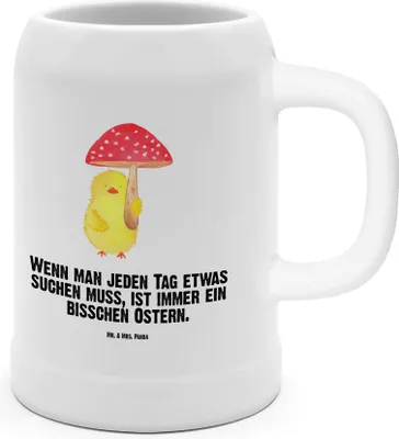 Produktbild von Mr. & Mrs. Panda Krug Küken Fliegenpilz - Weiß - Geschenk, Ostergrüße, Frohe Ostern, Steinkrug, Bier Seidel, Glückspilz, Osternest, Tonkrug, Humpen