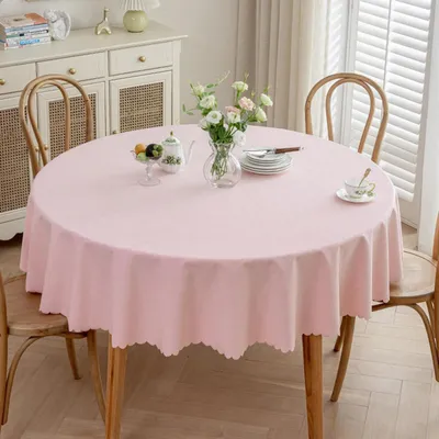 Productafbeelding van Ronde tafelkleed, vlekbestendig, waterdicht, roze, 140 cm