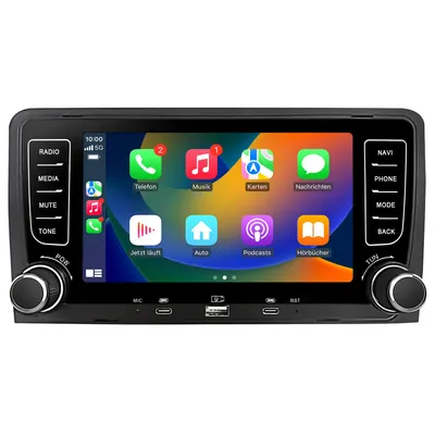 Produktbild von Mit Type-C Android Radio 64GB für Audi A3 8P (2003–2013) mit CarPlay & Android Auto Navigation & Bluetooth 7 Zoll