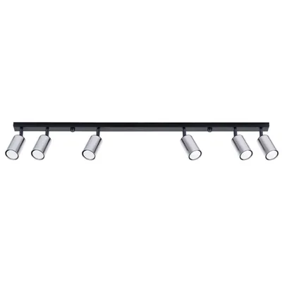 Produktbild von Plafond WINX 6L schwarz/chrom 6xGU10 10W Stahl 18.5x6x118cm Sollux Lighting