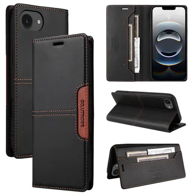 Produktbild von Handyhülle für iPhone 16e/iPhone 17e Hülle, Leder Flip Wallet Kartenfach Stand Schutzhülle Schwarz