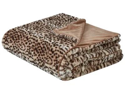 Obrázok produktu pre BELIANI Prikrývka na posteľ hnedá 200 x 220 cm polyesterová Umelá kožušina s leopardím vzorom spálňa