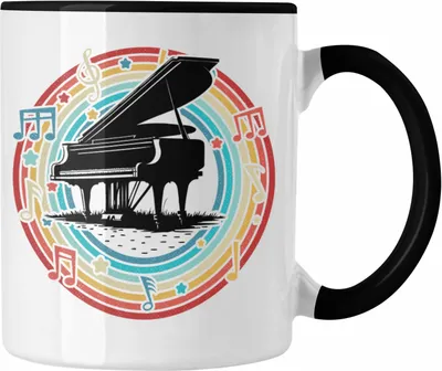 Produktbild von Trendation - Piano-Spieler Tasse Geschenk Klavier Kaffee-Becher Geschenkidee Flügel Musiker (Schwarz)