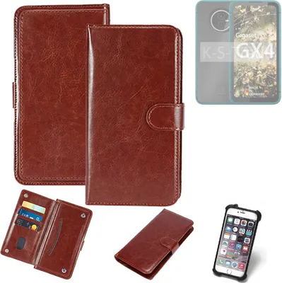 Produktbild von K-S-Trade 360° Hülle kompatibel mit Gigaset GX4 braun Kunstleder Case BookCase WalletCase Kunstlederederhülle Handyhülle, Rundumschutz Bumper (1x)