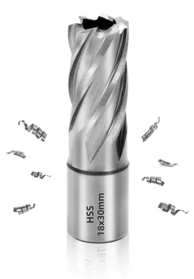 HSS-Ringfräser Ø 18 mm, 30 mm Schnitttiefe, 19 mm Weldon-Schaft