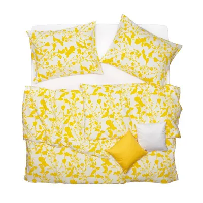 Obrázek produktu pro SCANquilt povlečení KREP rostliny bíložlutá 100% bavlna 140 x 200/70 x 90 cm