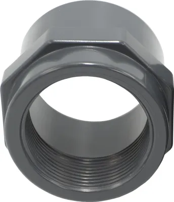 Produktbild von HAF 1x PVC Fittings Gewindemuffe mit 50mm x 1 1/2" | Klebemuffe x Innengewinde | Übergangsmuffe aus grauem PVC-U | PN16 für Rohr, Schwimmbad & Teich