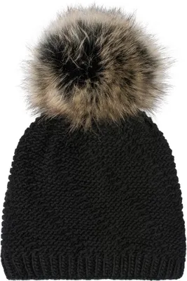 Produktbild von styleBREAKER Uni Einfarbige Strick Bommelmütze fein gestrickt mit Fleece Futter, Winter Fellbommel Mütze 04024175