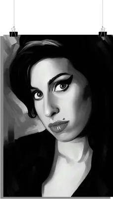 Zdjęcie produktu dla Plakat Amy Winehouse - Plakat muzyczny - Plakat czarno-biały - Plakat muzyczny - 61x91cm - Idealny do oprawienia w ramkę