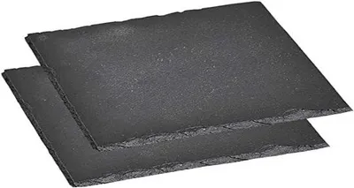 Productafbeelding van Set van 2 Serveerplaten van Leisteen - Buffetplaten Geolied, 200 x 200 mm, Zwart