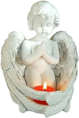 Image de Photophore en céramique en forme d'ange, sur le thème de Noël, pour la décoration de la maison et du jardin