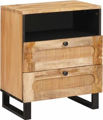 Produktbild von "Schlussverkauf" Nachttisch 1 PC - mit Reichlich Stauraum - Natur 50x33x62 cm Massivholz Mango  C9033