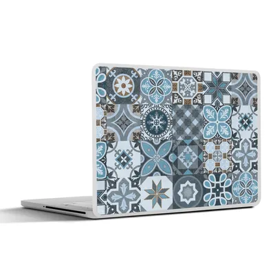 Produktbild von MuchoWow® Laptop Aufkleber Sticker Cover Design - Blume - Blau - Figuren 30x21 cm - Sticker für Laptop - Selbstklebend