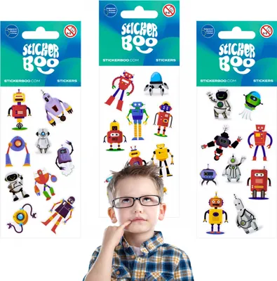 Produktbild von Sticker-Set für Kinder, Roboter-Aufkleber