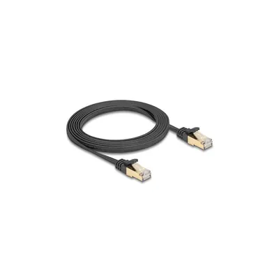Produktbild von DeLOCK RJ45 Flachband Netzwerkkabel mit Geflechtmantel Cat.6A U/FTP Stecker zu Stecker 2 m schwarz, 2 m, Cat6a, S/FTP (S-STP), RJ-45, RJ-45, Schwarz