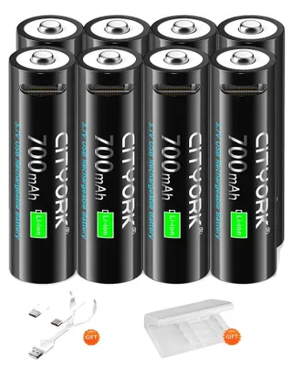 Zdjęcie produktu dla Akumulator, pojemność 700 mAh, złącze ładowania typu C, zestaw 8 sztuk