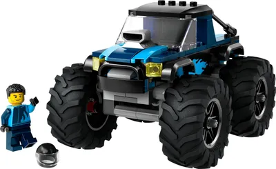 Produktbild von LEGO City Blauer Monstertruck, Offroad-Auto-Spielzeug, Fahrzeug-Set mit Rennfahrer-Minifigur, fantasievolles Rennauto-Spielzeug, lustiges Geschenk für Jungs und Mädchen ab 5 Jahren 60402