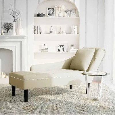 Produktbild von vidaXL Chaiselongue mit Kissen und Rechter Armlehne Creme Samt